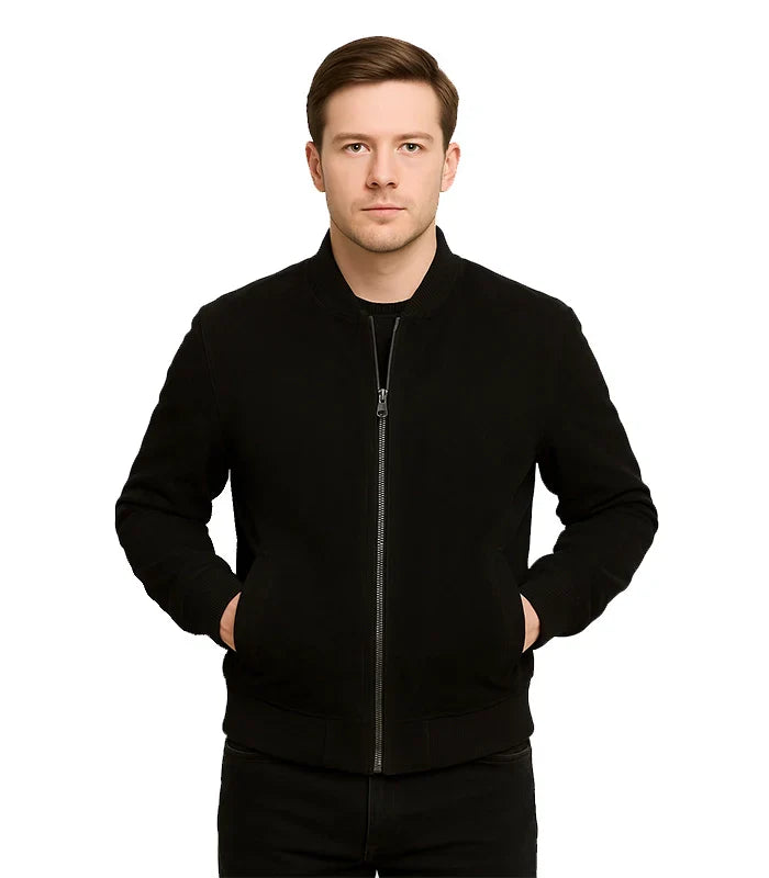 Adamsville Men’s Black Suede Bomber Jacket