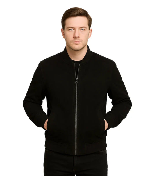 Adamsville Men’s Black Suede Bomber Jacket