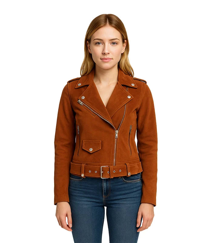 Alison Brown Suede Biker Jacket Women