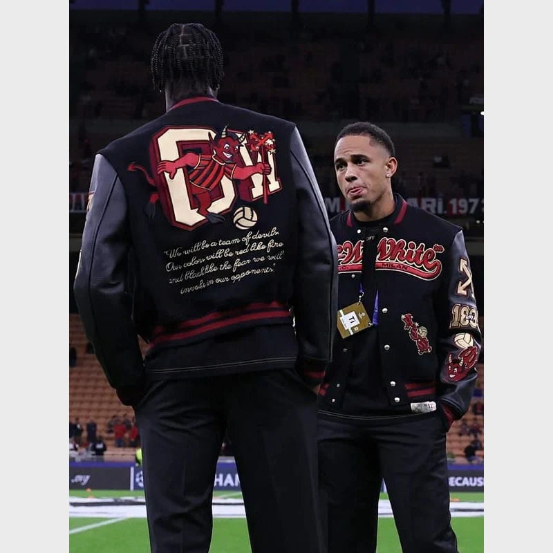 AC Milan Off White Varsity Jacket
