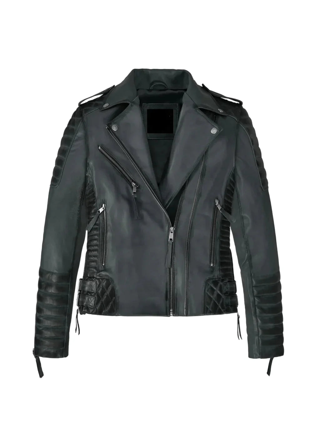 Charlotte Burnt Charcoal Leather Jacket