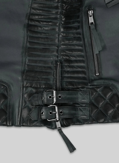 Charlotte Burnt Charcoal Leather Jacket
