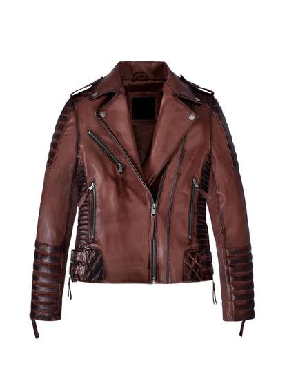 Charlotte Burnt Maroon Leather Jacket