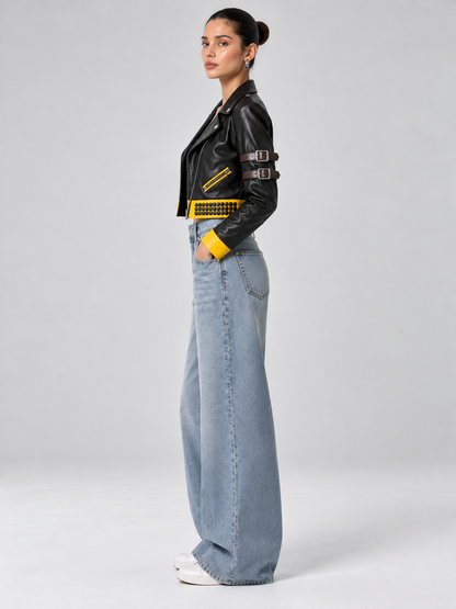 Crop Leather Jacket women