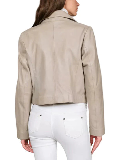 Daisy Cropped Leather Biker Jacket