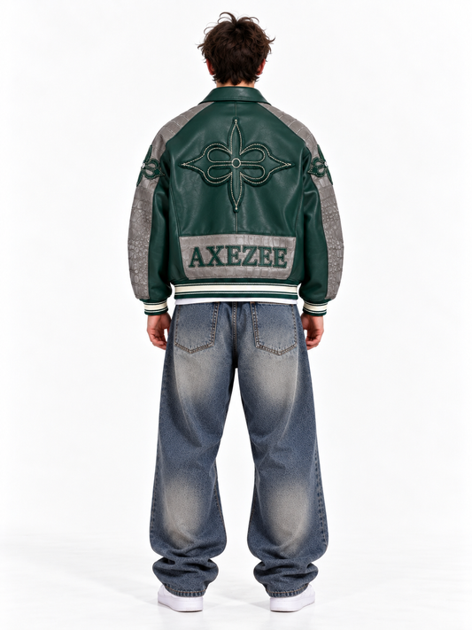Green Leather Varsity