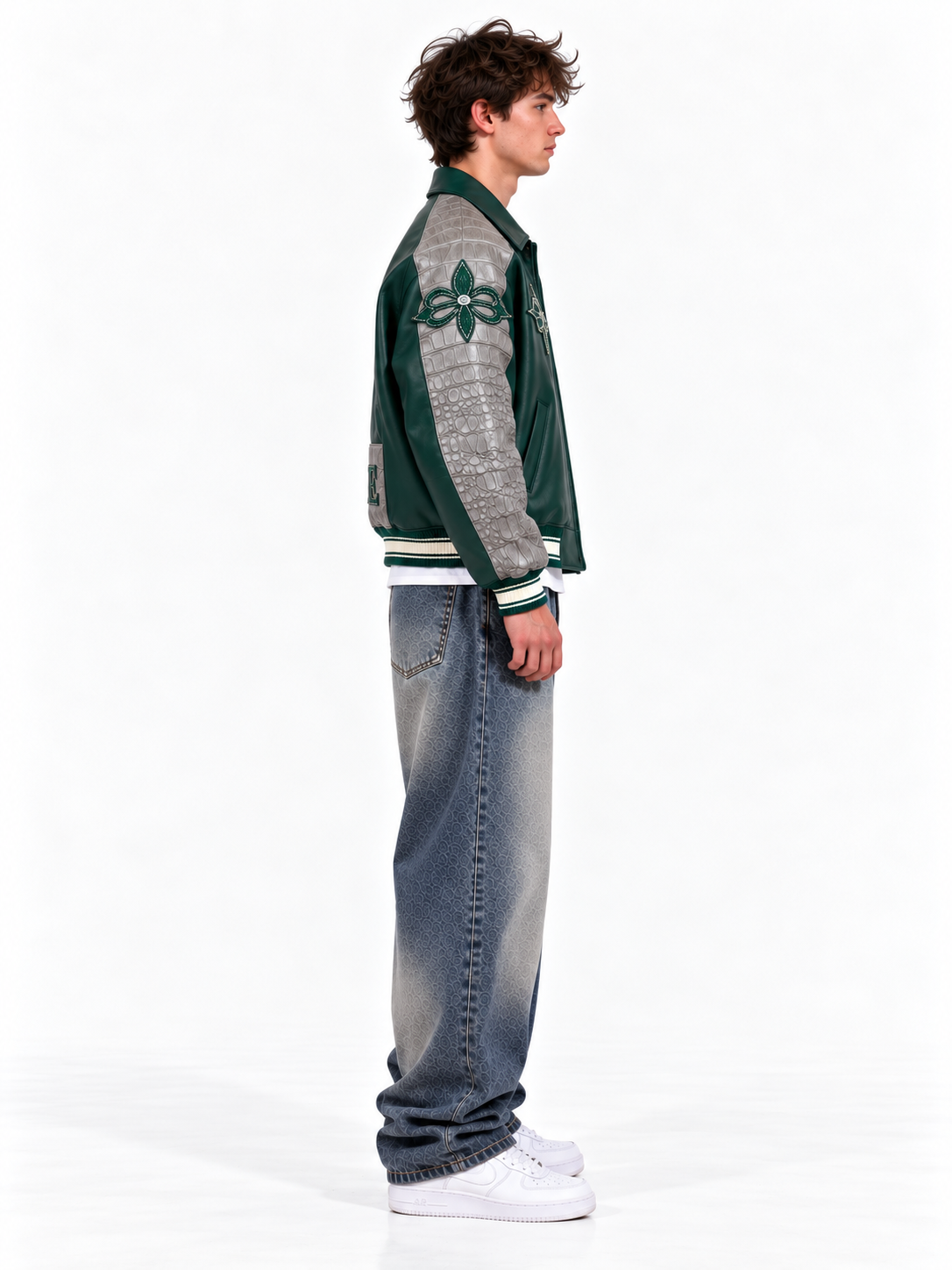 Green Lotus Varsity Jacket