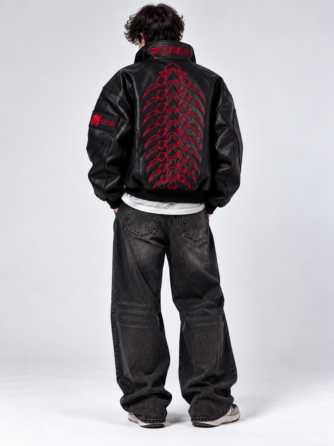 Men Samurai Spine Leather Jacket