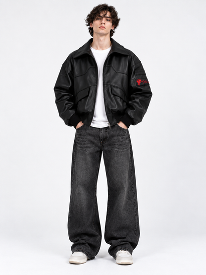 Mens Samurai Spine Leather Jacket