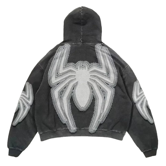 Pullover Vintage Spider Print Hoodie
