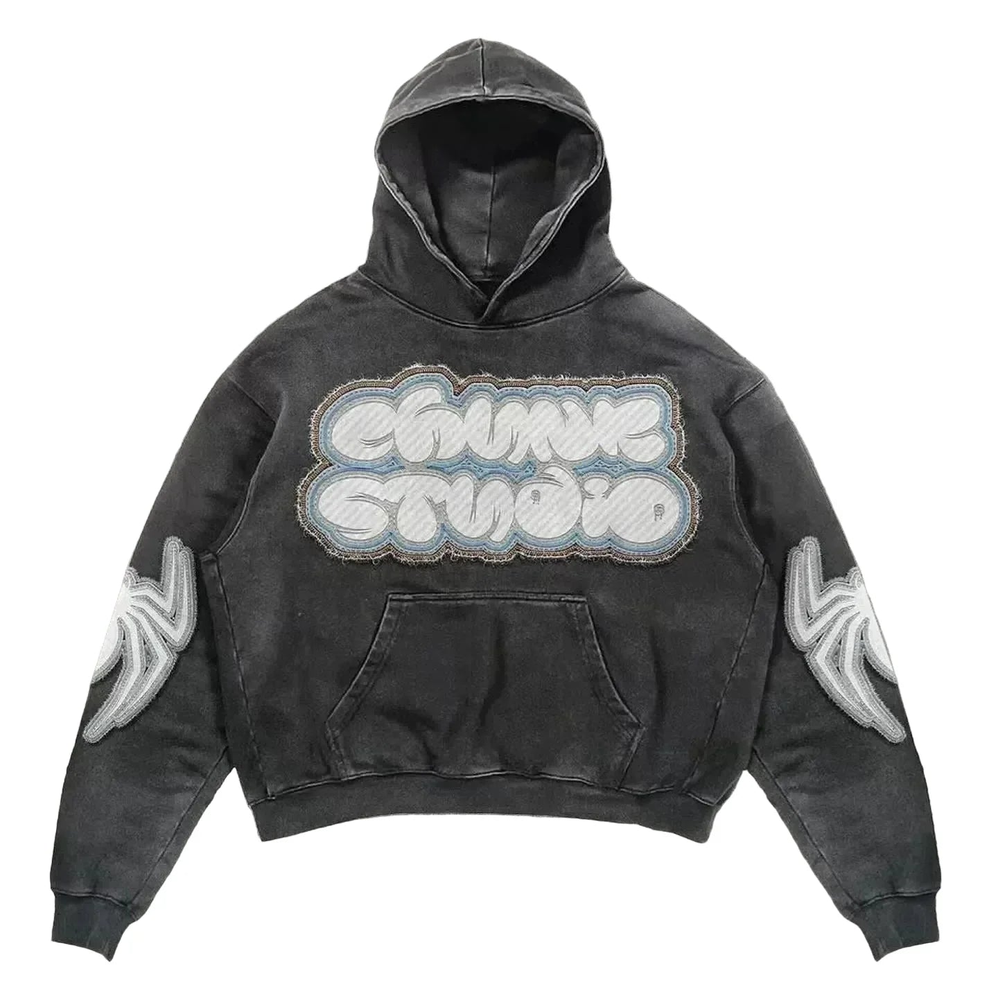 Pullover Vintage Spider Print Hoodie