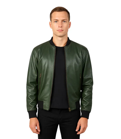 Shane Green Leather Bomber Jacket
