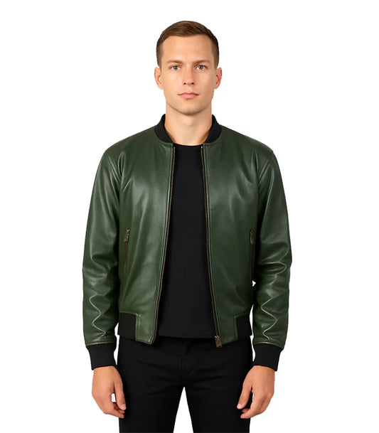Shane Green Leather Bomber Jacket