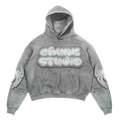 Streetwear Vintage Spider Print Hoodie