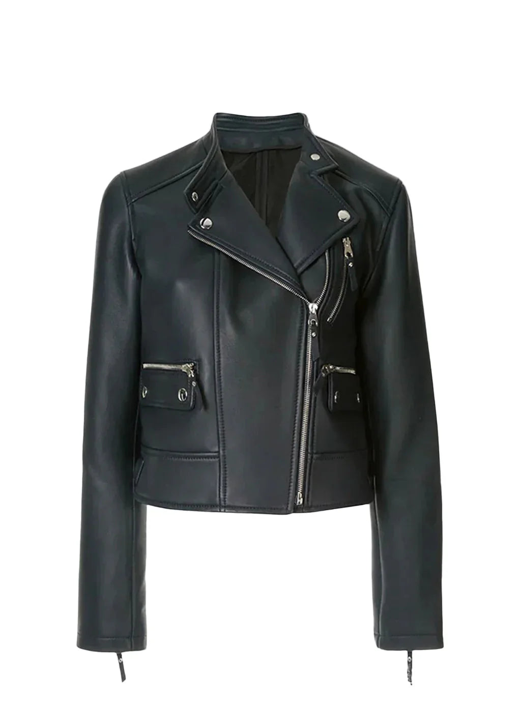 Stylish Women's Blue Motorcycle Jacket