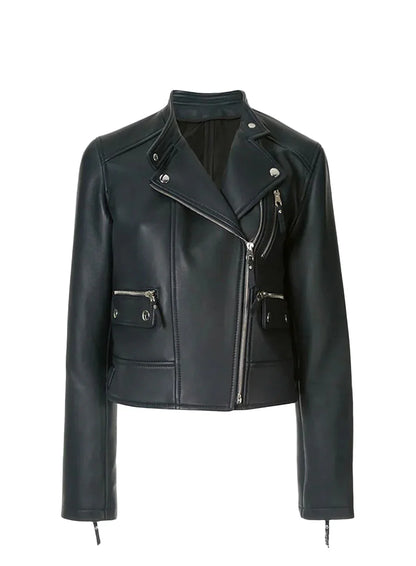 Stylish Women's Blue Motorcycle Jacket