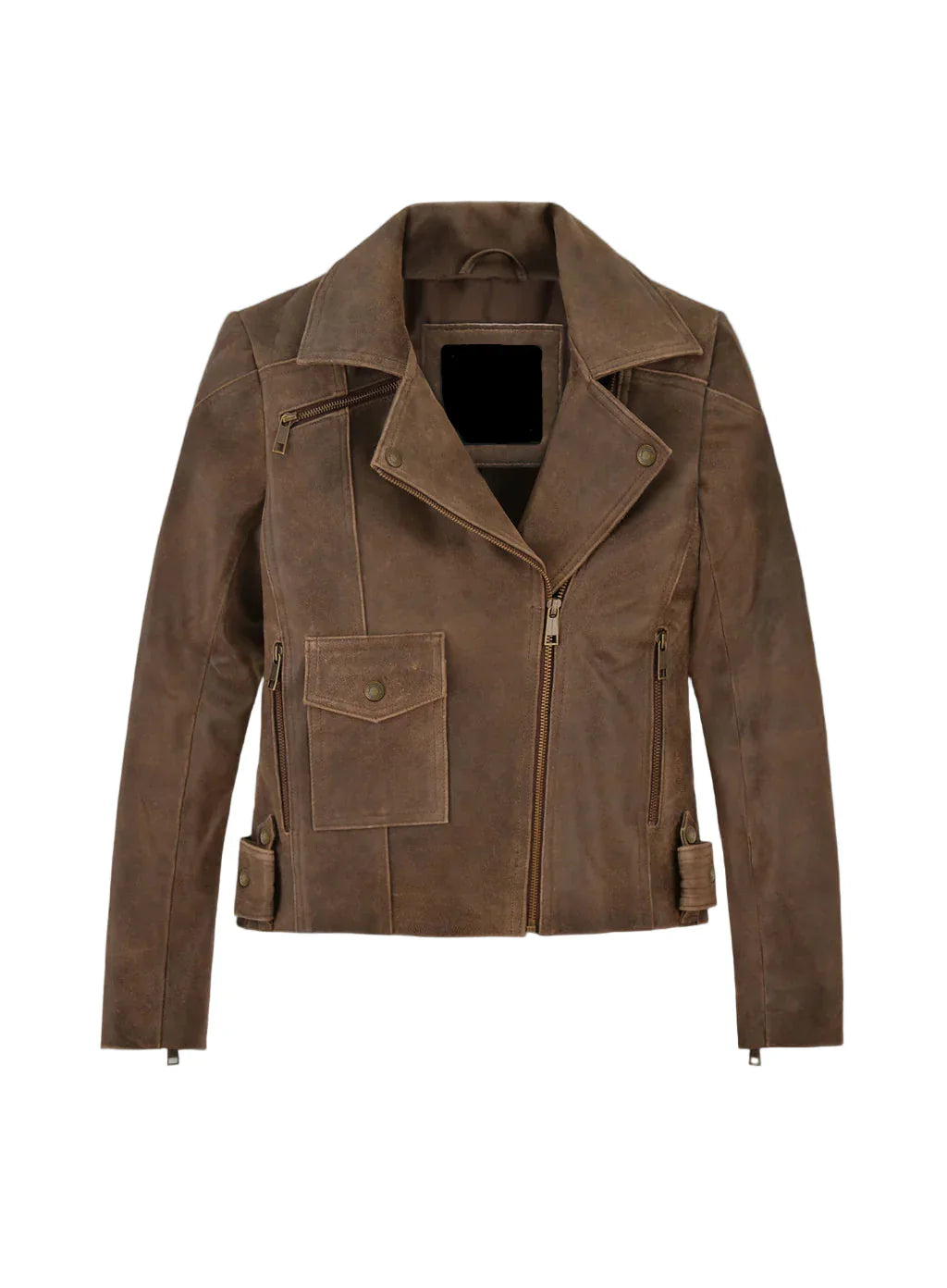 Vintage Brown Distressed Leather Biker Jacket