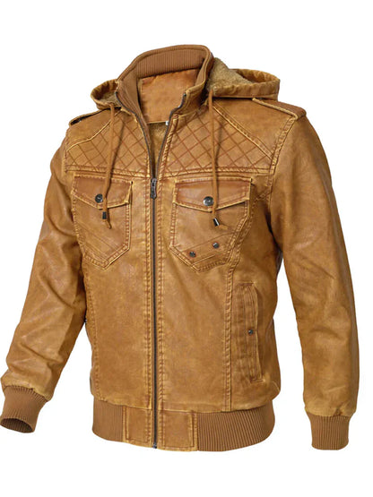 Vintage Brown Trucker Quilted Leather Jacket