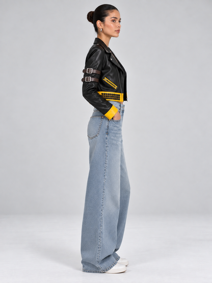 Women Crop Leather Jacket