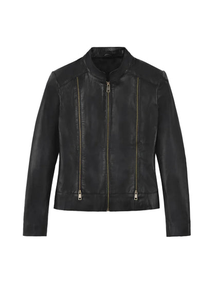Women’s Black Slim Fit Biker Leather Jacket