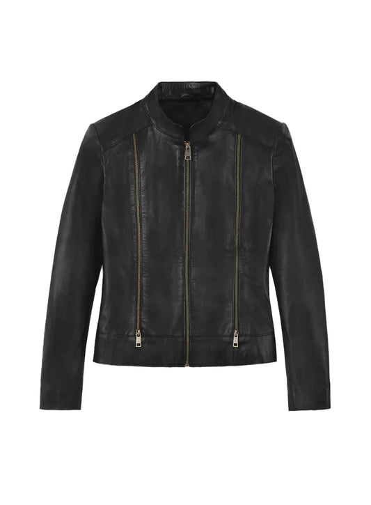 Women’s Black Slim Fit Biker Leather Jacket