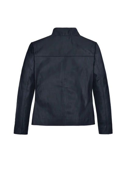 Women’s Black Stand Collar Leather Jacket