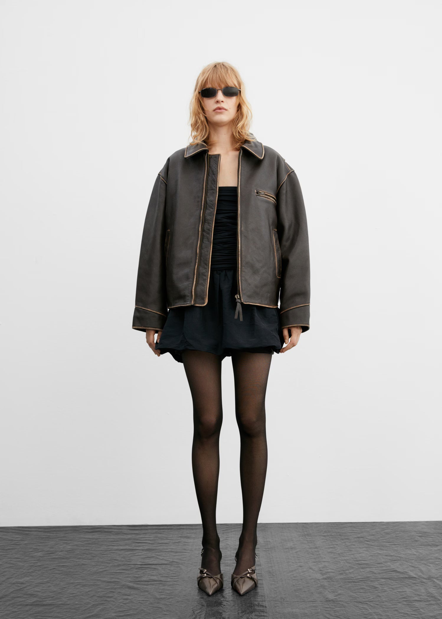 Women's Brown Oversized Leather Jacket