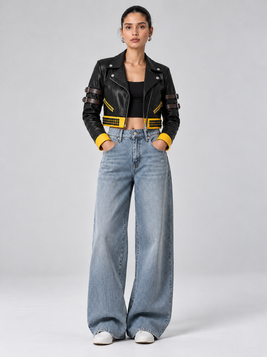 Women's Canary Crop Leather Jacket