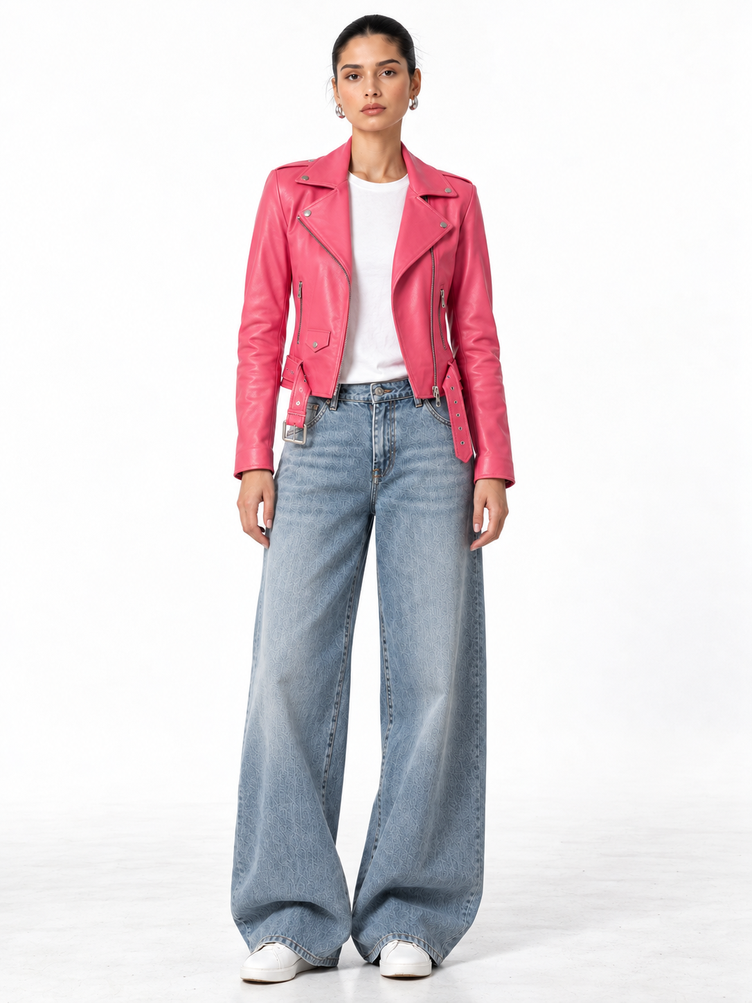 Womens Barbie Pink Leather Jacket