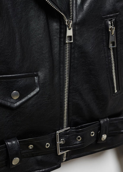 Womens Oversized Leather Effect Jacket
