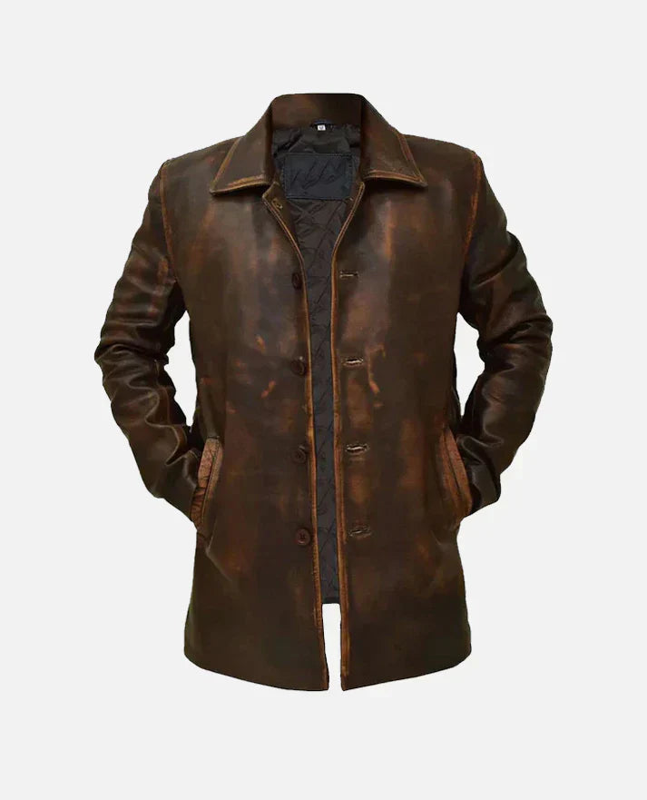 men's leather trench coat